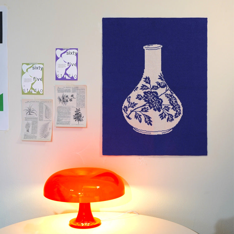 Plaid motif “Porcelaine de Joseon – Fleurs et Oiseau”