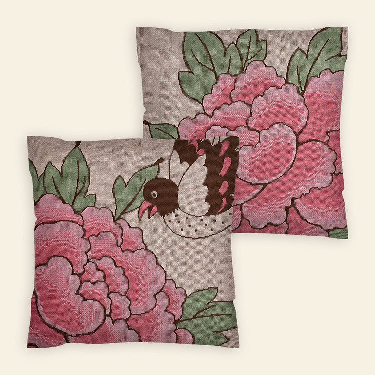 Lot de 2 housse de coussin Pivoines