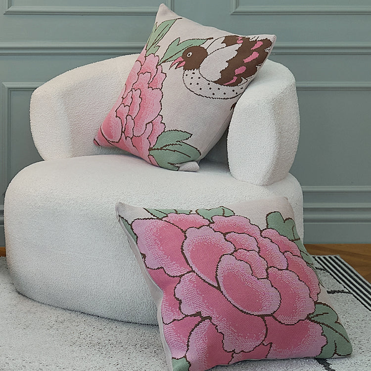 Lot de 2 housse de coussin Pivoines