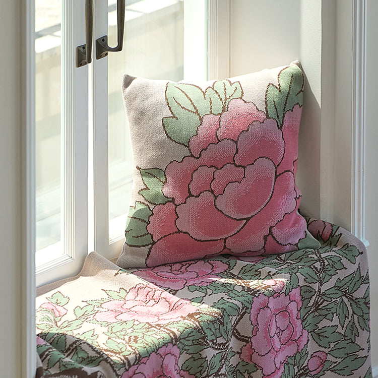 Lot de 2 housse de coussin Pivoines