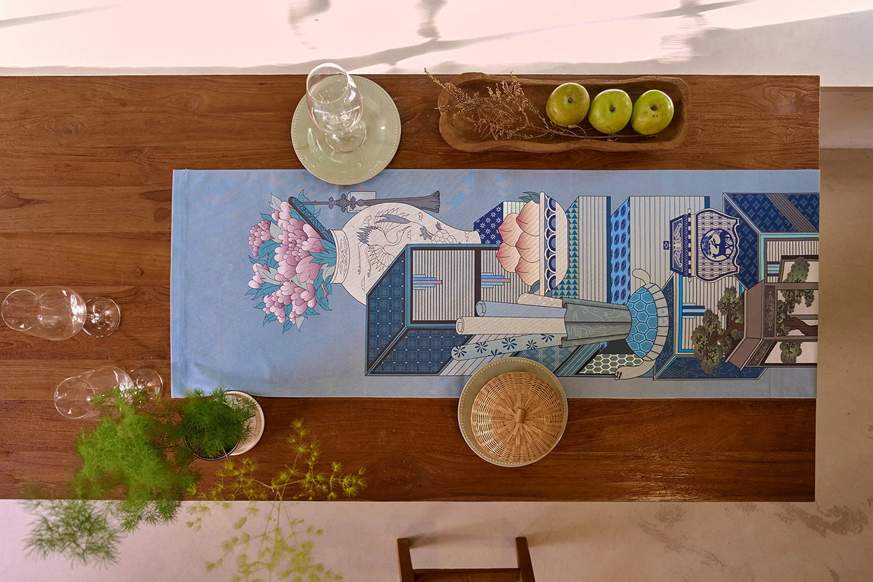 Chemin de table « Chaekgeori » – Bleu