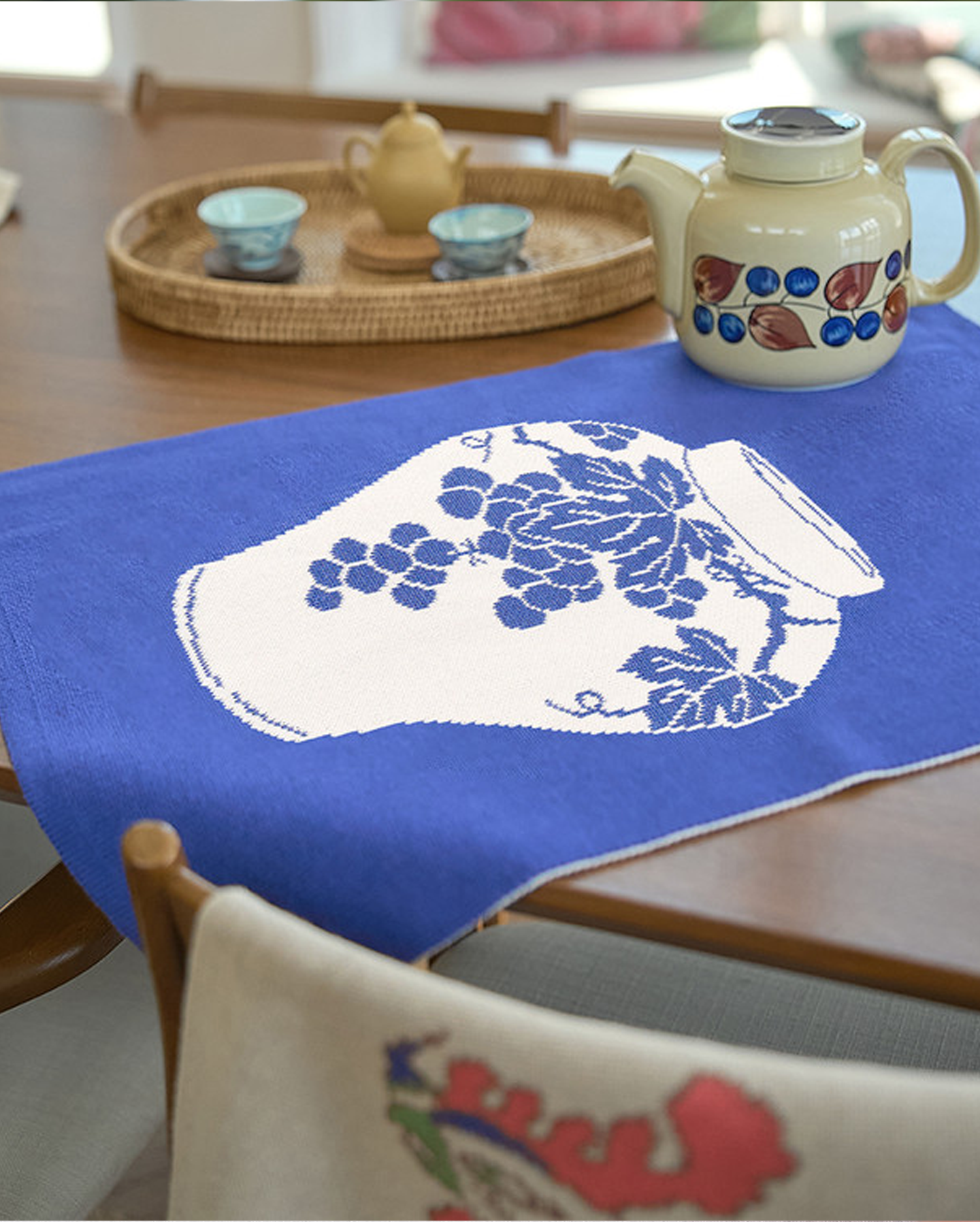 Plaid « Porcelaine de Joseon aux Raisins »