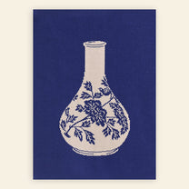 Plaid motif “Porcelaine de Joseon – Fleurs et Oiseau”