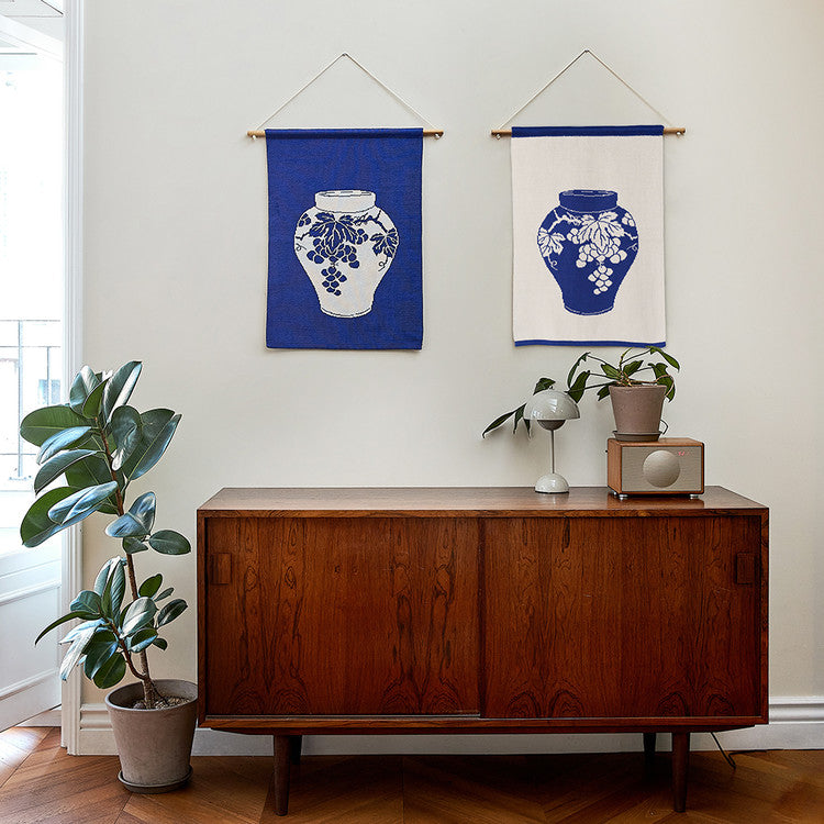 Plaid motif “Porcelaine de Joseon – Raisins”