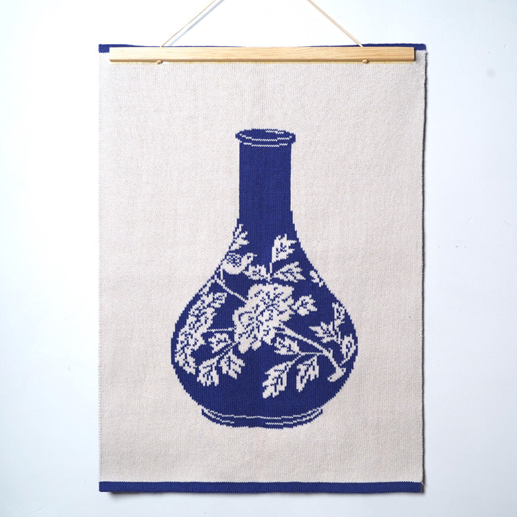 Plaid motif “Porcelaine de Joseon – Fleurs et Oiseau”