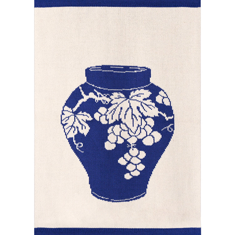 Plaid motif “Porcelaine de Joseon – Raisins”